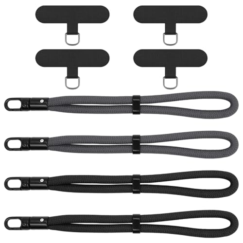 4Pcs Phone Wrist Strap with Tether Tabs, Lanyard for Phone with Ultra-Thin 0.015" Phone Tab, Adjustable Wristlet Strap 360°Rotating, Wrist Lanyard for Running Cycling Outdoor