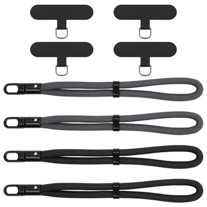 4Pcs Phone Wrist Strap with Tether Tabs, Lanyard for Phone with Ultra-Thin 0.015" Phone Tab, Adjustable Wristlet Strap 360°Rotating, Wrist Lanyard for Running Cycling Outdoor