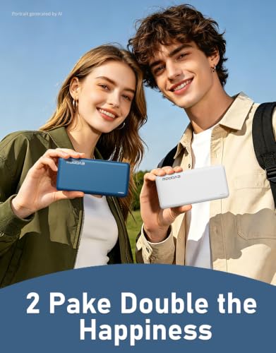 2-Pack Portable Charger, 10000mAh Power Bank, Battery Pack, Battery Bank - color: Blue&White