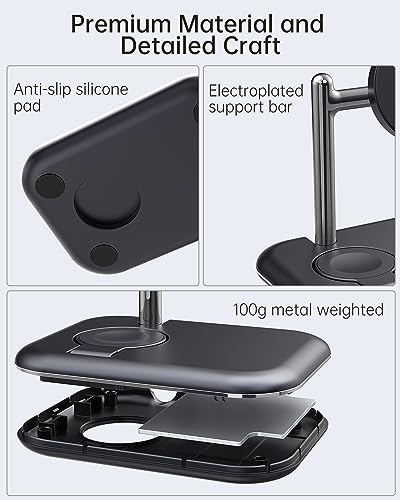 Charger Stand for Apple Watch,2 in 1 Foldable Wireless Charging Station