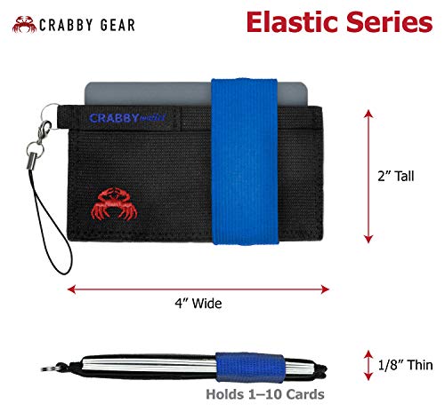 Front Pocket Wallet - Minimalist Wallet - Elastic - Everyday Carry Cards, Cash, Phone, Keys - Securely Holds for Easy Access - Lobster Claw Keychain Included (Blue) - color: Blue
