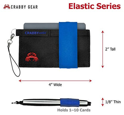 Front Pocket Wallet - Minimalist Wallet - Elastic - Everyday Carry Cards, Cash, Phone, Keys - Securely Holds for Easy Access - Lobster Claw Keychain Included (Blue) - color: Blue
