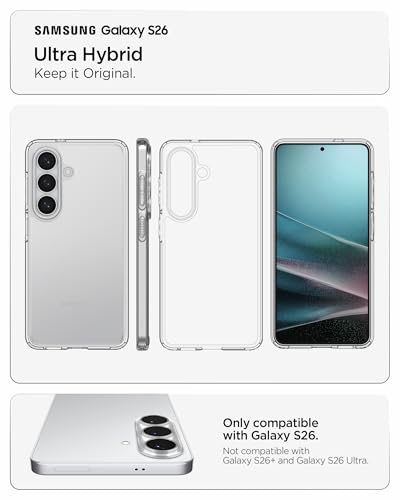 Spigen for Galaxy S26 Case, Ultra Hybrid [No Magnet Ring][Anti-Yellowing] - Crystal Clear - color: Crystal Clear, size: Galaxy S26