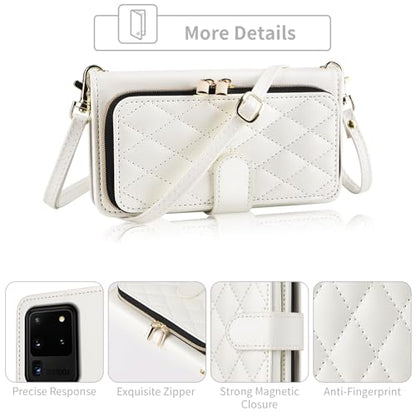 Wallet Case for Samsung Galaxy S20 Ultra 5G with Wrist Strap, Crossbody Shoulder Strap, Leather Stand Cell Phone Cover with 9+ Card Slots for S20ultra 20S S 20 A20 S2O 20ultra G5 Women White | Wrist/Shoulder Strap, Purse, PU Leather, Stand, Cell Phone Cov