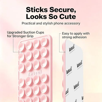 PKYAA Anteel Max - Silicone Suction Phone Case Adhesive Mount, Upgraded Super Strong Grip, Durable, Easy to Use, Hands-Free Sticky Phone Holder for Selfies, Tiktok Videos, 2.56"x3.94" (BLK&BLK) - color: BLK&BLK