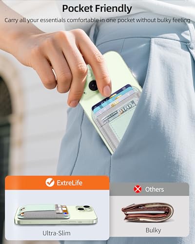 Upgraded for Magsafe Wallet, 7 Card Holder, RFID Blocking, Strongest Magnet | Magnetic Wallet for iPhone 17/16/15/14/13/12 Series, for iPhone Magsafe Wallet with 2 Card Slots, Vegan Leather, Light Green - color: Light Green-Upgraded