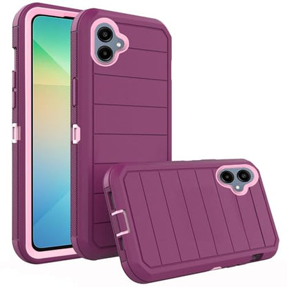 Asuwish Phone Case for Samsung Galaxy A06, Military Grade Shockproof Hybrid Cell Cover, Full Body Heavy Duty Rugged Hard Protective Mobile Accessories Ao6 A 06 Women Men Purple