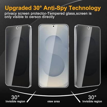 2 Pack Privacy Screen Protector for Samsung Galaxy S24 + / S24 Plus / S25 + / S25 Plus, Anti Spy Tempered Glass 9H Hardness, Black Protector Anti Spy, Bubble Free, Anti-Scratch - size: Galaxy S25 Plus/S24 Plus FK2