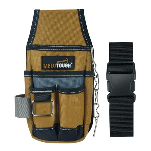 MELOTOUGH Pocket Tool Pouch Tool Belt Pouches with Belt Clip Utility Mini Tool Organizer Pouch for Electrician,Carpenter,Construction,Technician - color: Brown