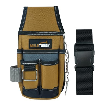 MELOTOUGH Pocket Tool Pouch Tool Belt Pouches with Belt Clip Utility Mini Tool Organizer Pouch for Electrician,Carpenter,Construction,Technician - color: Brown