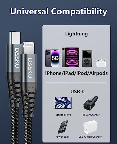 USB C to Lightning Cable [Apple MFi Certified] iPhone Charger 6FT, 2 Pack - size: 6FT