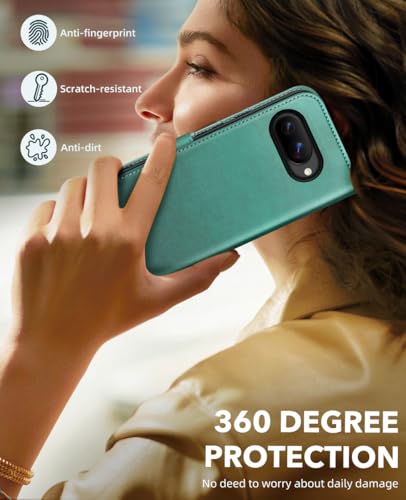 OCASE Compatible with Google Pixel 10a Wallet Case, PU Leather Flip Folio Case with Card Holders RFID Blocking Kickstand [Shockproof TPU Inner Shell] Phone Cover 2026, Green - color: Green