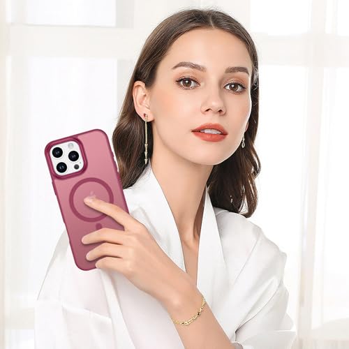 BENTOBEN Magnetic for iPhone 16 Pro Max Case,(Compatible with MagSafe) (Military Grade Drop Protection) Slim Translucent Matte Shockproof with Anti-Fingerprint Phone Case 6.9",Wine Red - color: Wine Red
