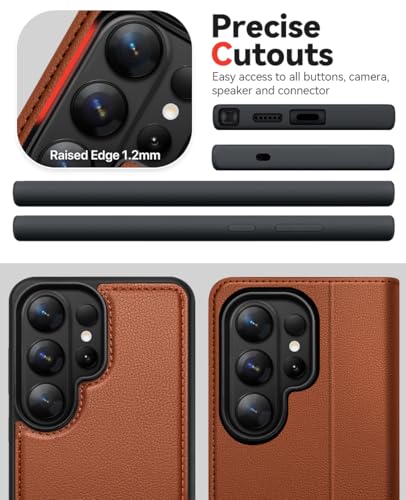 OCASE for Samsung Galaxy S26 Ultra Detachable Wallet Case with Card Holder, [2 in 1] PU Leather Flip Folio Case with RFID Blocking Stand Wrist Strap Shockproof Phone Cover 2026, Litchi Brown - color: Litchi Brown, size: Samsung Galaxy S26 Ultra
