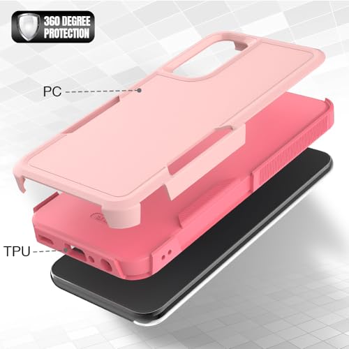 for Samsung Galaxy A25 5G Case: Dual Layer Protective Heavy Duty Cell Phone Cover Shockproof Rugged with HD Screen Protector - Military Protection Bumper Tough - Samsung Galaxy A25 5G 2024, Pink - color: Pink (PC) + Pink (TPU)