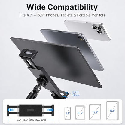 iPad Holder for Desk, Adjustable Tablet Arm iPad Desk Mount with C-Clamp - color: Black, size: 15.6" Slim Clamp
