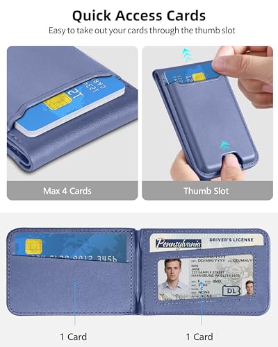 For Magsafe Wallet Stand, 6 Cards Holder, RFID Blocking | Stronger Magnetic Wallet for iPhone 17/16/15/14/13/12 Series, Magnetic Card Holder, ID Window, Vegan Leather, Lavender purple - color: Lavender purple
