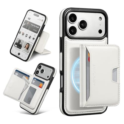 Antsturdy Compatible with MagSafe iPhone 17 Pro Wallet Case,Beige | 2 in 1 Detachable Magnetic,Credit Card Holder Slots,RFID Blocking,PU Leather,Kickstand,Flip Folio Phone Cover for Men & Women - color: Beige, size: iPhone 17 Pro - 6.3"