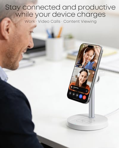 3 in 1 Magnetic Wireless Charging Station, 15W Charger for iPhone, White - color: White