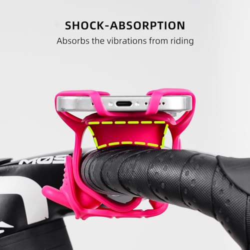 Bike Phone Mount for Handlebar – Scratch-Free Silicone Holder with Anti-Slip Grip, Universal Cycling Phone Stand Compatible with iPhone/Samsung (4.0"-7.2"),Horizontal & Vertical Installation