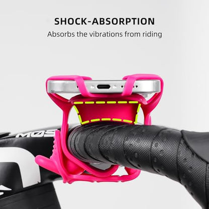 Bike Phone Mount for Handlebar – Scratch-Free Silicone Holder with Anti-Slip Grip, Universal Cycling Phone Stand Compatible with iPhone/Samsung (4.0"-7.2"),Horizontal & Vertical Installation