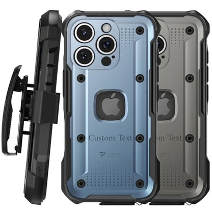 VENA vArmor Rugged Case for Apple iPhone 16 Pro (6.3") – Personalized Engraved Cover with Military-Grade Protection and Belt Clip Holster - color: Personalized