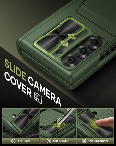 for Samsung Galaxy Z Fold 6 Case with Card Holder, Green - color: Green
