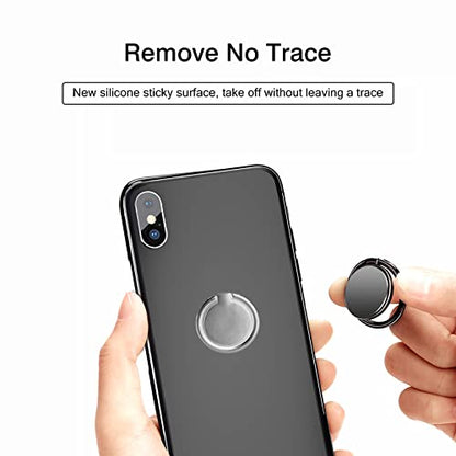 [2 Pack] Round Ultra-thin Cell Phone Ring Holder Stand,360 Degree Rotation and 180 Degree Adjustable Finger Ring Kickstand with Polished Metal Phone Grip (Silver)