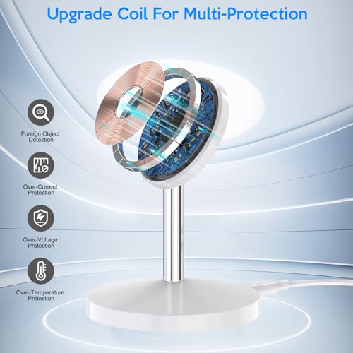 Magnetic Wireless Mag Safe Charger iPhone Stand,Magnet Wireless iPhone Charger Stand 6FT Fast Mag-Safe Charging Station Pad for Apple iPhone 16 Pro Max/16/16 Plus/15 Pro Max/14/13/12,AirPods Pro 2/3/4 - color: White