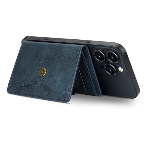 Ultra-Thin Magnetic Wallet and Card Holder (Blue) | Compatible with All Magnetic Protective Case,Premium PU leather, stand function, 6 card slots; Fits iPhone17/16/15/14series - color: Blue