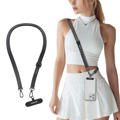 SWITCHEASY 20mm Adjustable Crossbody Phone Strap Compatible with Most Phones, Anti-Theft & Ant-Drop, Hands Free for Phone Lanyard Crossbody with Strap Card Phone Tether Tab - EasyStrap (Dark Black) - color: Dark Black, size: 20mm