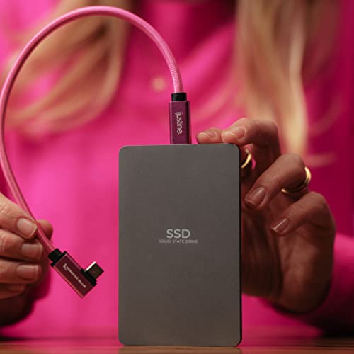 KONDOR BLUE x iJustine | 6' FT USB-C to USB-C Right Angle | USB 3.1 Gen 2, 10Gb/s Data Transfer Speeds, 100W Charging, & 4K Display Support | Pink - size: 6 Foot