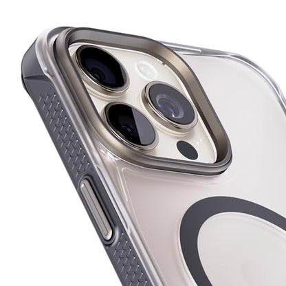 REBEL Clear Case for iPhone 15 Pro Max [Frosted Series Gen-5] Strong MagSafe Compatible, Grip Sides, Translucent Matte Texture, Protective Shockproof Bumpers, Metal Lens & Buttons, 6.7 Inch Phone 2023 - color: Frosted Black, size: iPhone 15 Pro Max
