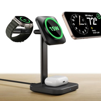 ESR 3 in 1 Wireless Charging Station, for Magsafe Charger Stand - color: Black