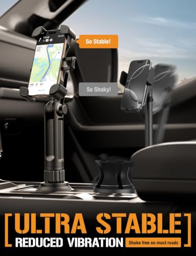 ToughTested Cup Holder Phone Mount, Heavy Duty Boom Arm, Adjustable Grip