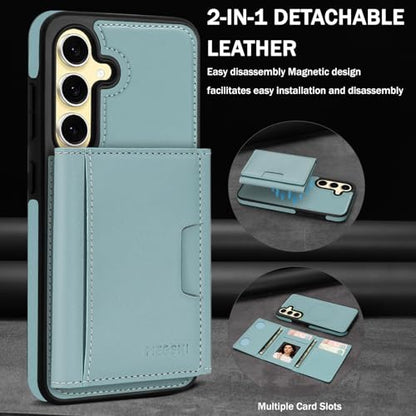 for Samsung Galaxy S23 FE Wallet Case, 2-in-1 Detachable Magnetic Wallet Case, Card Holder RFID Blocking, Fashionable Faux Leather Card Slot & Folding Design (Blue) - color: Blue, size: Samsung Galaxy S23 FE