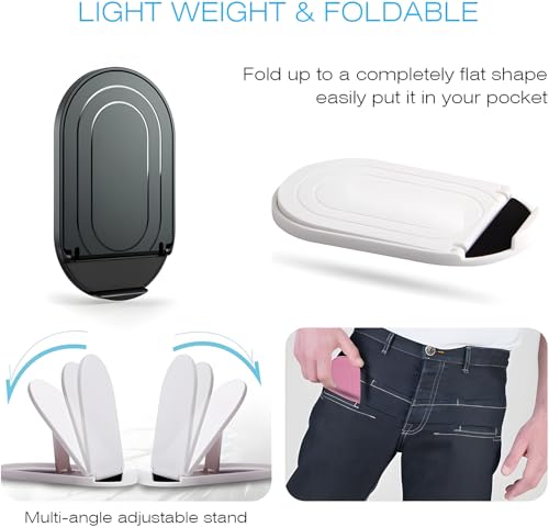 [3-Pack] Cell Phone Stand for Desk, Portable Foldable iPhone Stand Holder Stand, Adjustable Multi-Angle Desktop Cradle for New iPhone 17 16 15 14 Pro Max, Tablet, Travel Airplane Essentials, FaceTime - color: 3Pack Black+White+Pink