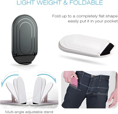 [3-Pack] Cell Phone Stand for Desk, Portable Foldable iPhone Stand Holder Stand, Adjustable Multi-Angle Desktop Cradle for New iPhone 17 16 15 14 Pro Max, Tablet, Travel Airplane Essentials, FaceTime - color: 3Pack Black+White+Pink