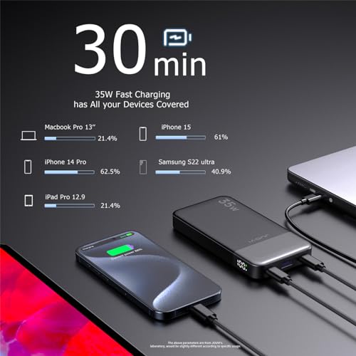 JUOVI Power Bank 35W 10000mAh Portable Charger Fast Charging - color: Pink