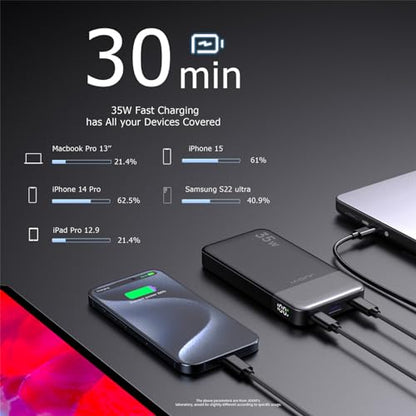 JUOVI Power Bank 35W 10000mAh Portable Charger Fast Charging - color: Pink
