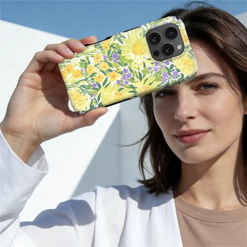 Case for iPhone 16 Pro | Anti-Slip Side Handle| Bold Protective Design | Compatible with MagSafe | Bright Yellow Wildflowers | - color: Bright Yellow Wildflowers, size: iPhone 16 Pro