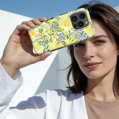Case for iPhone 16 Pro | Anti-Slip Side Handle| Bold Protective Design | Compatible with MagSafe | Bright Yellow Wildflowers | - color: Bright Yellow Wildflowers, size: iPhone 16 Pro