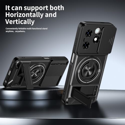 Compatible with Tecno Pop 8 Case Cover,Compatible with Tecno Spark Go 20 20c / Spark Go 2024 BG6 with Slide Camera Cover Phone Stand Protective Case Black - color: Black, size: Compatible with Tecno Pop 8