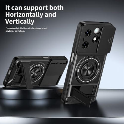 Compatible with Tecno Pop 8 Case Cover,Compatible with Tecno Spark Go 20 20c / Spark Go 2024 BG6 with Slide Camera Cover Phone Stand Protective Case Black - color: Black, size: Compatible with Tecno Pop 8