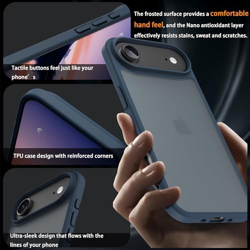 for iPhone 17 air Case Translucent Matte Phone Cover, [10 FT Military Grade Drop Protection] Slim Durable Shockproof Protective Bumper (Dark Blue, iPhone 17 air) - color: Dark Blue, size: iPhone 17 Air