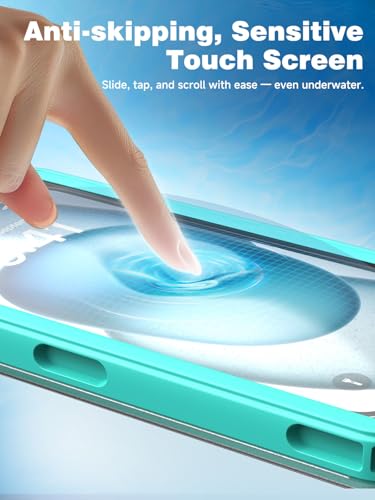 APRUT Waterproof Phone Pouch Case 7.5", 2025 Upgraded IPX8 Waterproof Phone Case for Snorkeling, Universal Fit for iPhone 16 Pro Max 15 14 13, Galaxy S25, Beach Vacation Essentials (Cyan) - color: Cyan