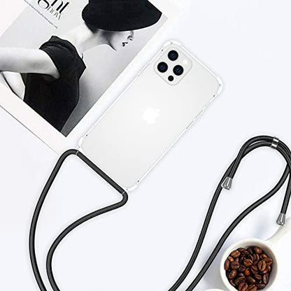 for iPhone 14 Pro Max Clear Case Adjustable Shoulder Neck Lanyard Crossbody Strap Phone Cover Women Girls Soft Slim Bumper Shockproof Protective Mobile Case for iPhone 14 Pro Max - Black - size: For iPhone 14 Pro Max