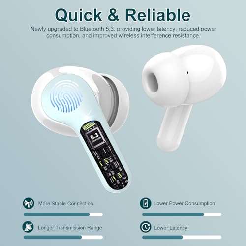 Wireless Earbuds, Bluetooth 5.4 Headphones HiFi Stereo, Bluetooth Earbuds - color: Azure