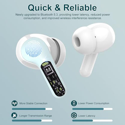 Wireless Earbuds, Bluetooth 5.4 Headphones HiFi Stereo, Bluetooth Earbuds - color: Azure