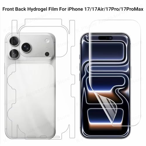 [2 Pack Flexible Hydrogel Screen Protector for iPhone 17 Pro